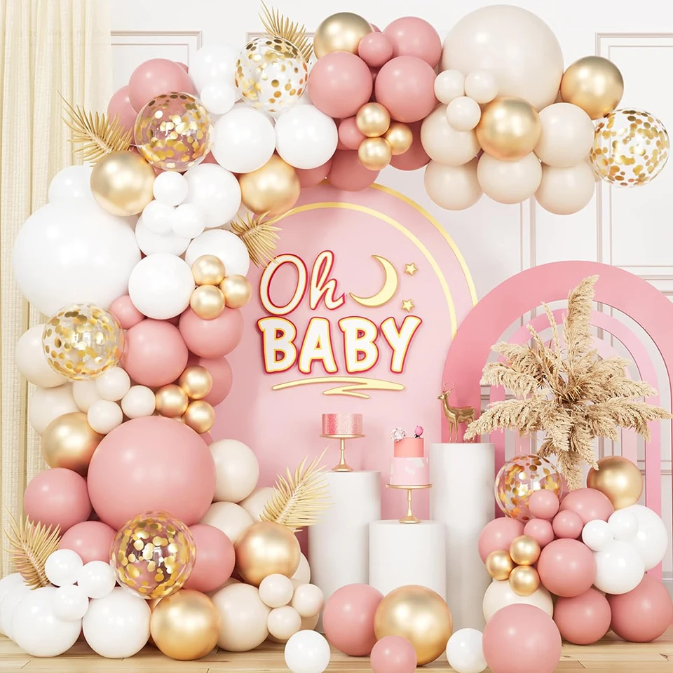 Ballons De Baudruche Confettis Coeurs Roses : Deco Baby Shower