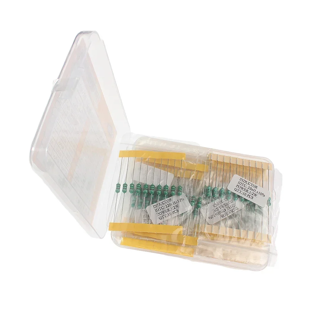 Inductor Assortment Kit 200PCS 1/2W Inductor Assortment Set 0.5W Color Ring Inductance 1UH to 4.7MH 20values x 10pcs Inductors Assorted