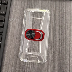 Enhanced TPU Soft Silicone Back Ring Holder Bracket Case for Case & Holder (Transparent C Red)