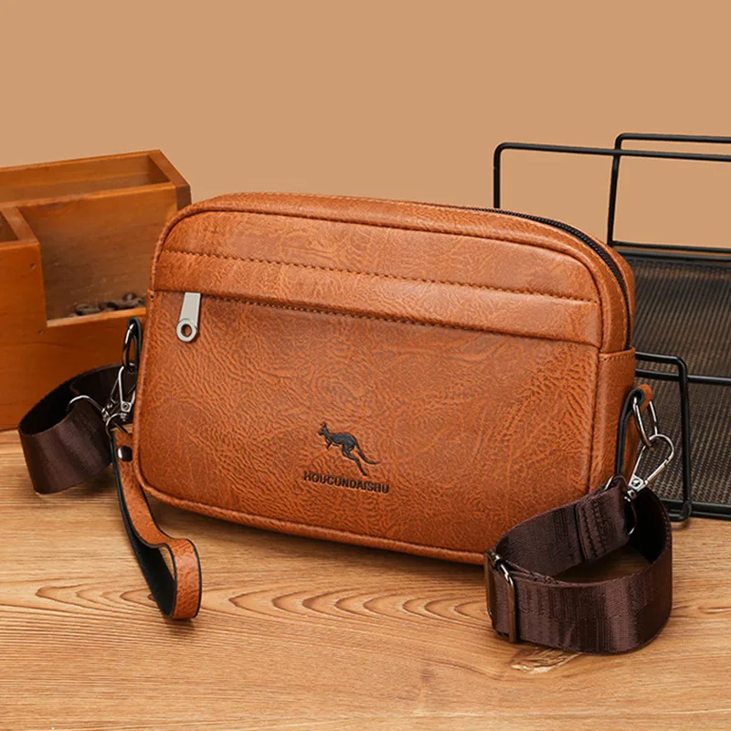 

Vintage Leather Men's Shoulder Bag Large Capacity Cluth Bag Casual Messenger Bag Multifunction Crossbody Bag
