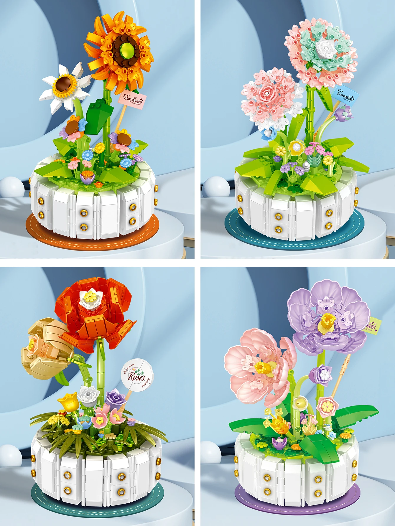 

Toys Building Blocks Flowers Ornaments Bouquet Flower Blocks Bonsai Plant Model Bricks Home Decoration Kids Girls Birthday Gift