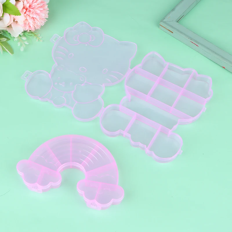 

Пластиковая шкатулка Hello Kitty для хранения ювелирных изделий, органайзер для ожерелий, серег, пилюль, бусин для ногтей, бриллиантов