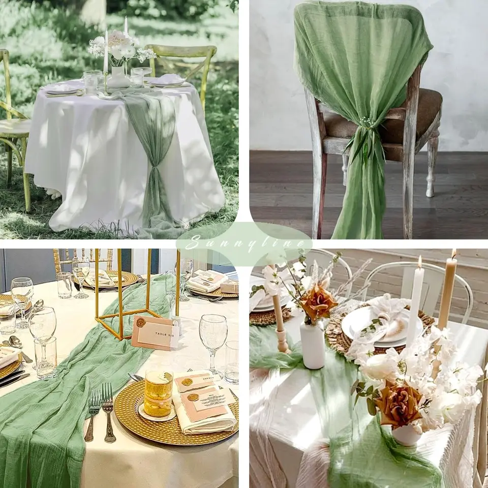 Paquete De 6 Caminos De Mesa De Gasa Brillante De 10 Pies A Granel De Gasa Transparente De 29 X 121 Pulgadas Para Decoracion De Bodas Baby Shower