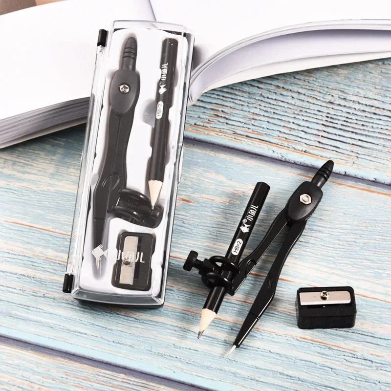 Drawing Compass 3Pcs Set Art Design Metal Compass Geometric Drawing Tool with Pencil Sharpener Math Set Student Drafting Draw Circle Stationery