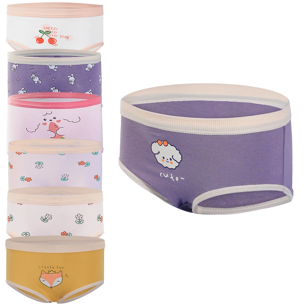 Girls Panties 4Pcs/lot Kids Cotton Underwear Children's Briefs Cherry Cartoon Short Floral Cute Pants Baby Dots Underpants 2-12Y