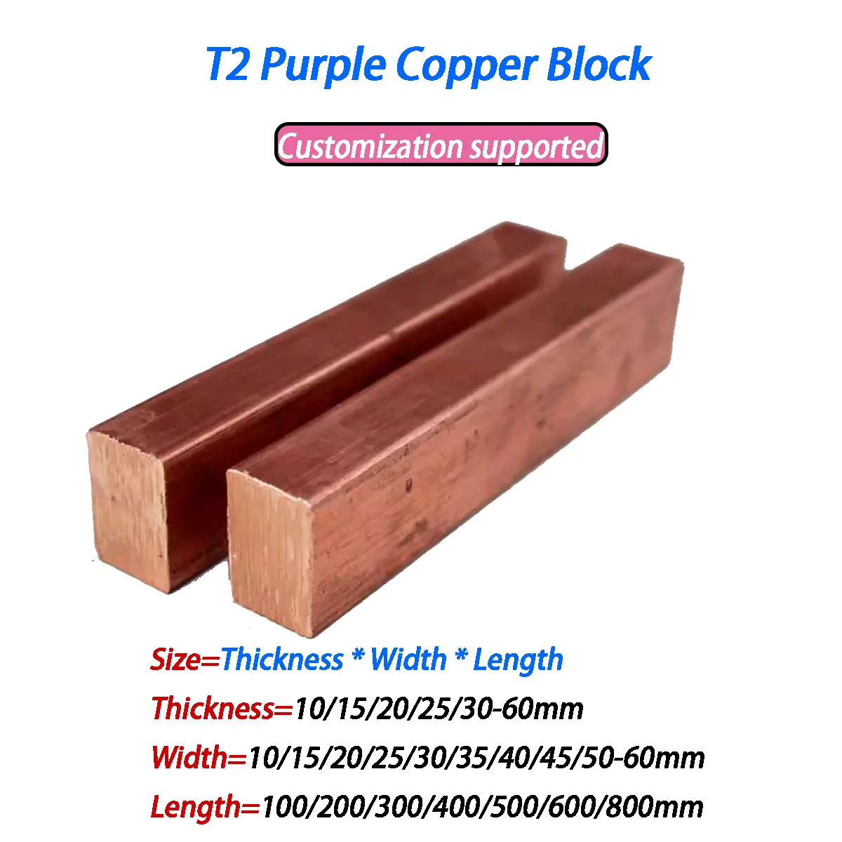 10x10mm-30x50mm High-Quality T2 Pure Copper: Electrode Copper Block/Bar ...