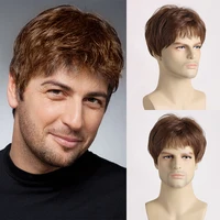 Cheveux bouclés naturels courts pour jeunes hommes, perruques synthétiques en fibres résistantes à la chaleur 4