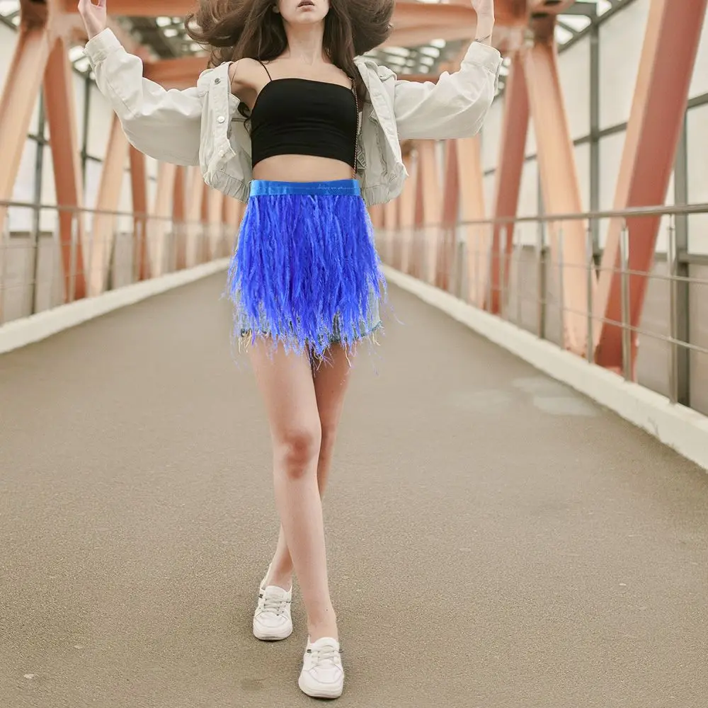 Women's Fashion DIY Wedding Dress Feathers Ribbon Ostrich Feathers Trim 1 Meter Long Plumes Ribbon Selvage 8-10 CM Wide