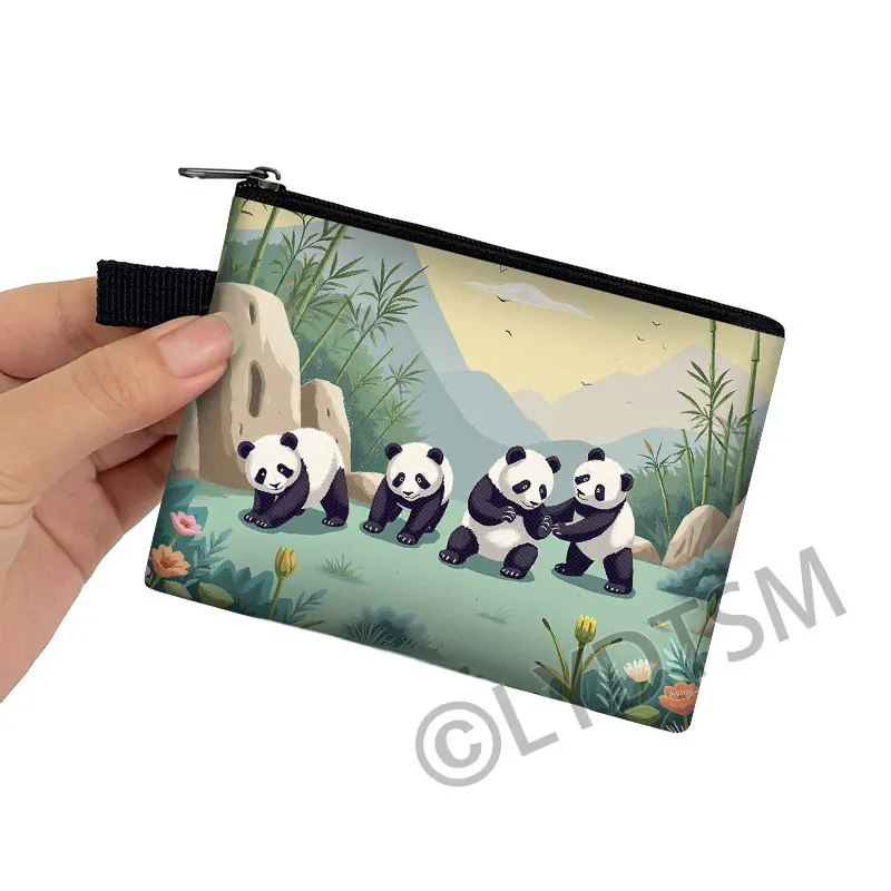 Kawaii Panda Trinken Kaffee Druck Geldbörse Jungen Mädchen Geldbörsen Schlüssel ID Kredit Geld Münze Taschen Niedliche Geldbörsen – Detail 5