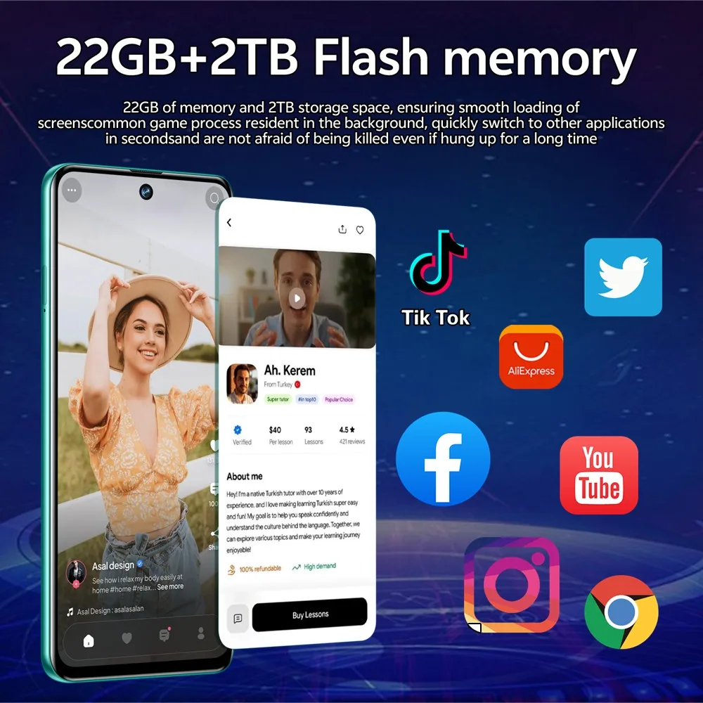 K-Touch Cheap C27 Ultra 8000mAh Cell Phone 7.3HD Mobile Phones 22G+2TB Smartphone 5G Dual SIM Android 15 16+48MP Camera Cellphones