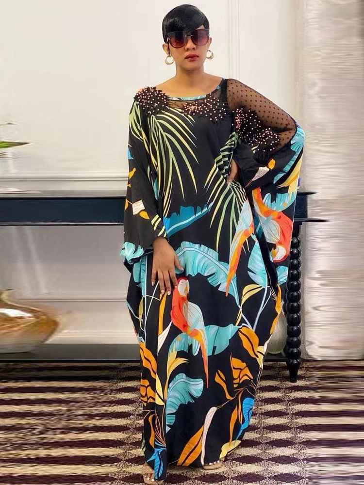 

2024 Wedding Party Dresses For Women African Dashiki Print Long Sleeve Maxi Robe Prom Evening Gown Dubai Abaya Ladies Clothing