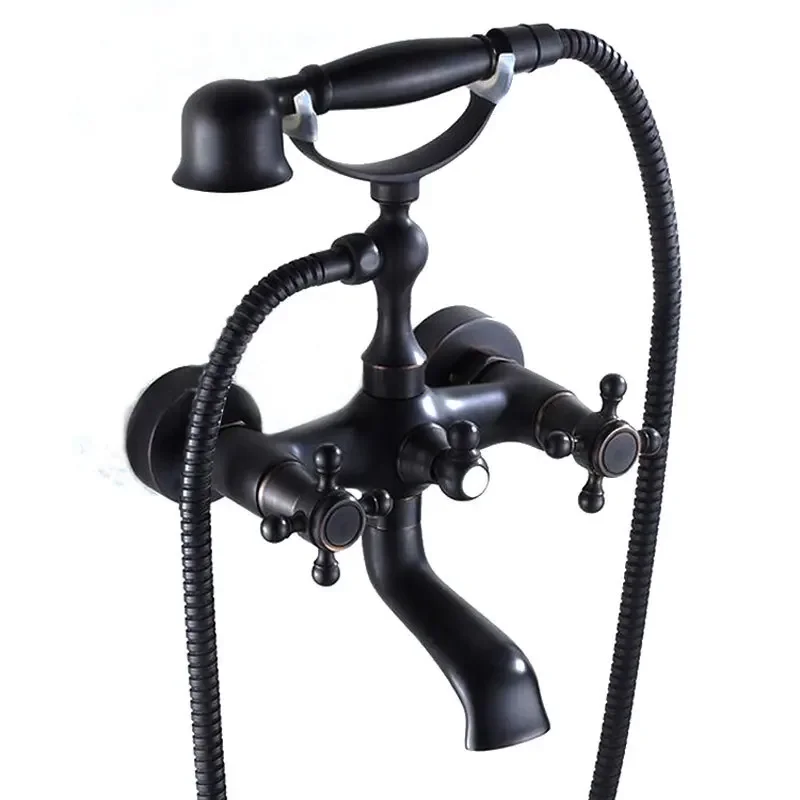 

American brass material black bronze bathtub faucet black hot and cold water one generation delivery with shower head