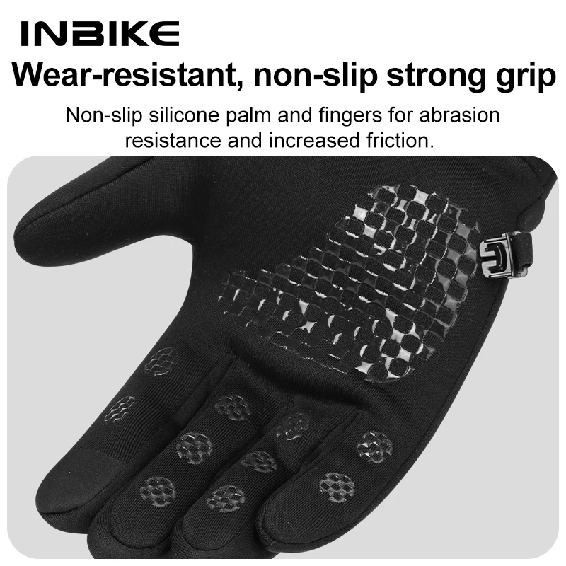 INBIKE Cycling Gloves Gel Padded Men's Winter Fleece Road Cycling Gloves Full Finger Touch Screen Fishing Outdoor Sports Gloves 4