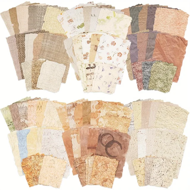 168 Sheets Scrapbook Paper and Embossed Textured Assorted Set - 6 Pack Mixed Special Paper for Scrapbooking Planner Junk Collage 1