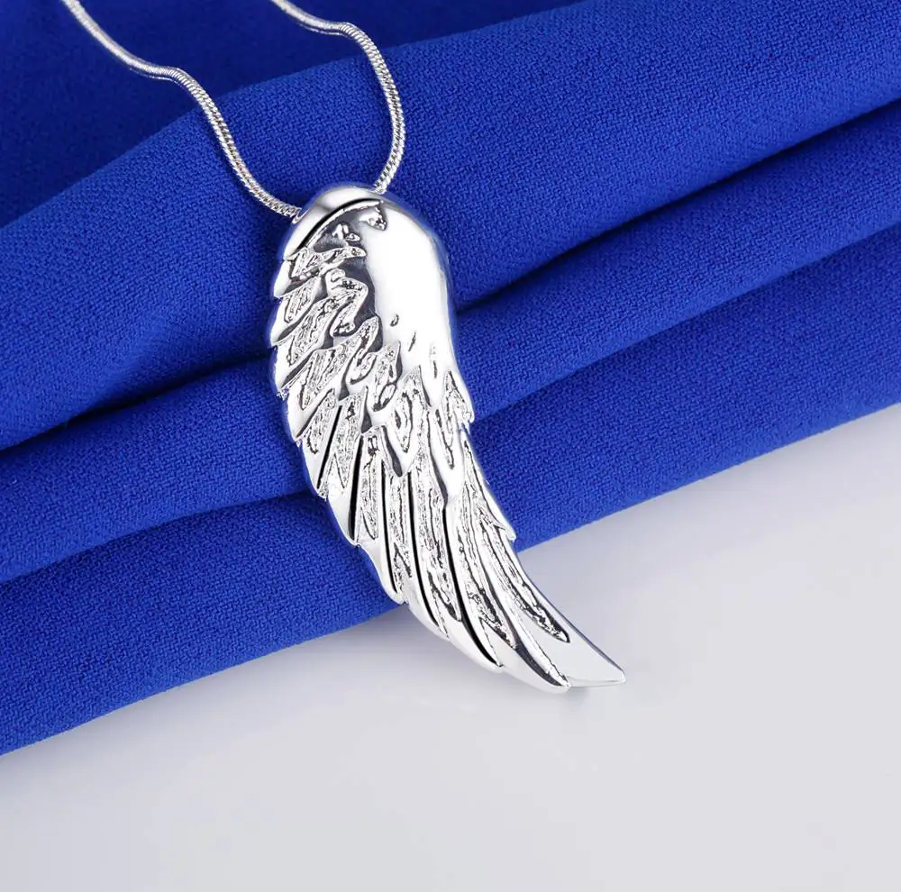 Pendant necklace 925 sterling silver angel wings pendant for women jewelry