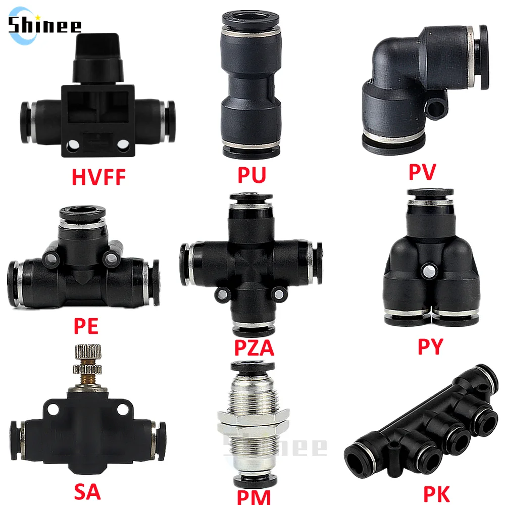 Pneumatic Fitting Pipe Connector Tube Air Quick Fittings 3/4/6/8/10/12/14/16mm PU PY PK PE PV SA HVFF PZA PM pneumatic fitting connector