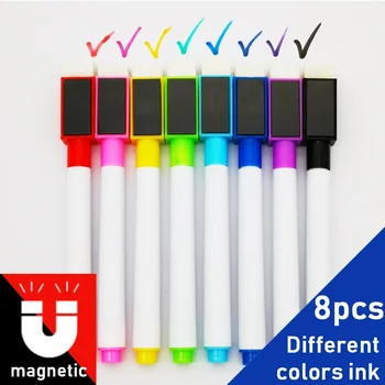 8 pz/lotto colorato nero forniture per aula scolastica pennarelli magnetici per lavagna pagine di gomma a secco penna da disegno per bambini