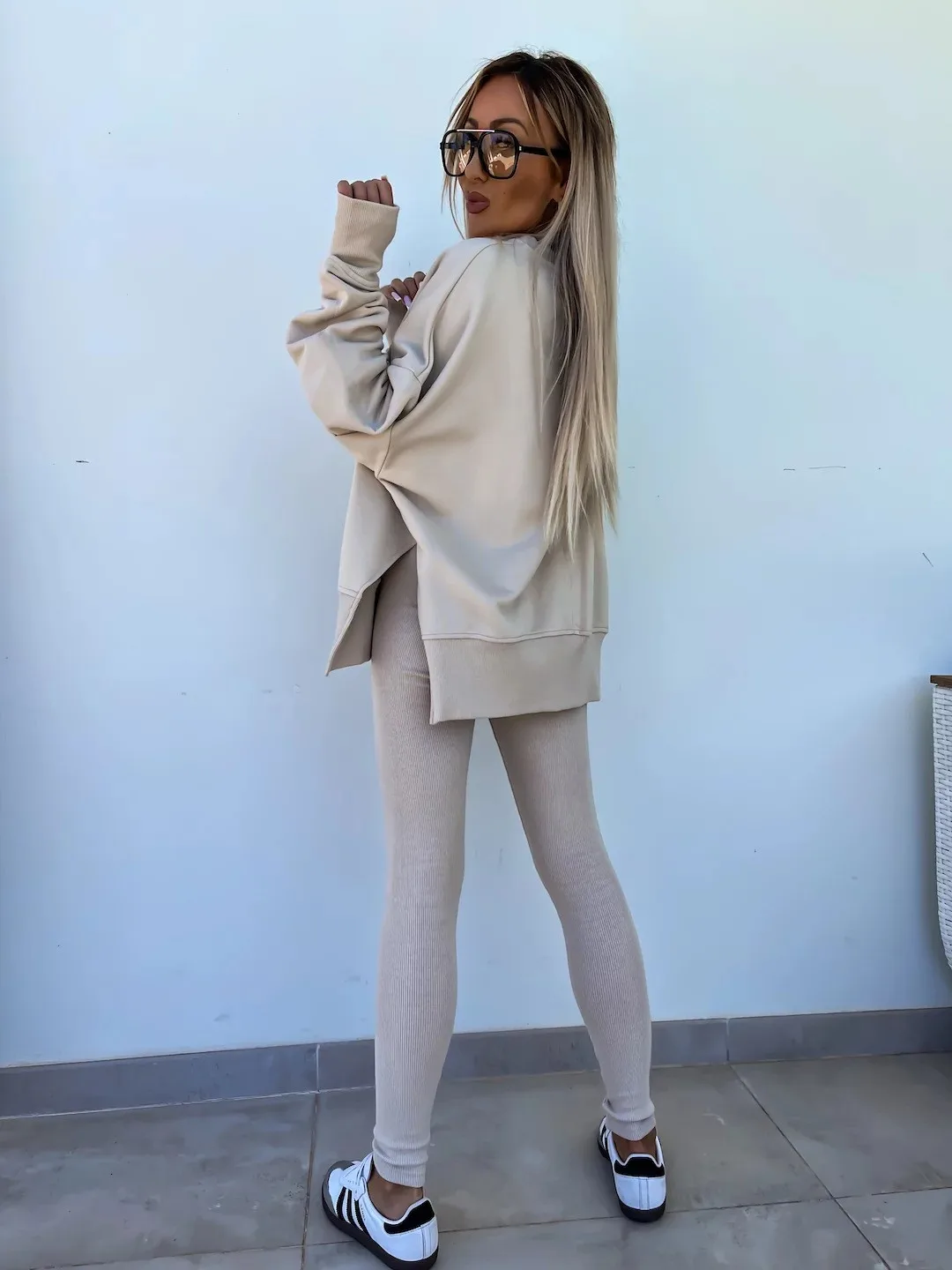 Spring summer 2024 new Shirt  casual loose-fitting sweater tight pants 2 piece suit sets for women 2 pieces trousers sets 4