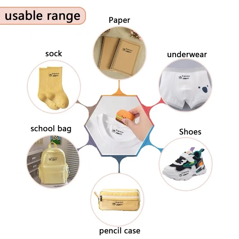 Name Stamps Custom-Made Cartoon Seal Clothes Children Baby Waterproof Hamburge Juices Chips Non-fading Food Personal Non-toxic