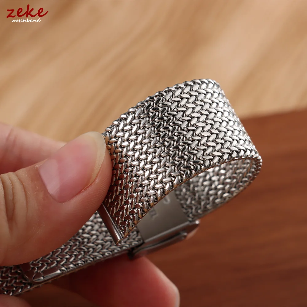 Gold & Silver Milanese Mesh Watchband – Stainless Steel Bracelet with Folding Buckle Belt, Universal 16mm to 20mm Strap