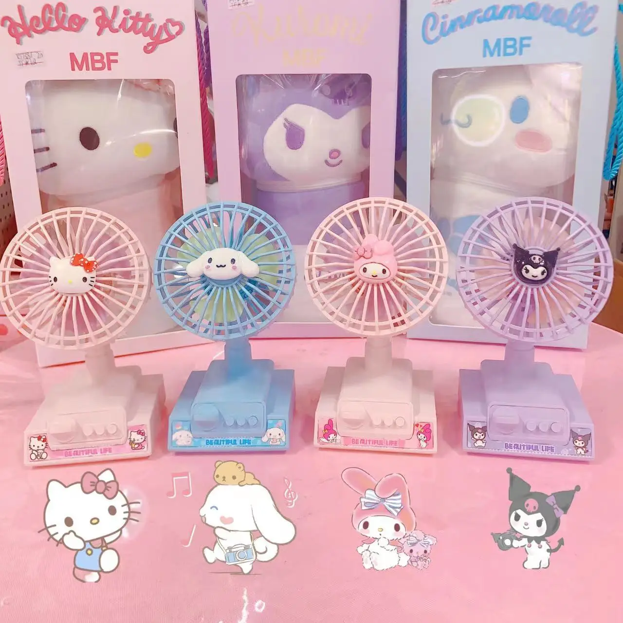 

Sanrio Helllo Kitty Fans Desktop Shaking Head Silent Usb Fan Kuromi Melody Cinnamoroll Anime Office Desktop Fan Ornament Gift