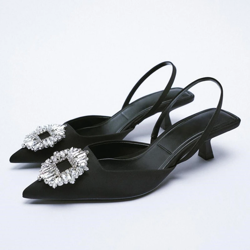 Existencia alguna cosa Ejecutar ZAra zapatos de tacón alto para mujer, sandalias clásicas con diamantes de  imitación, para fiesta y boda, color rosa, 2022| | - AliExpress