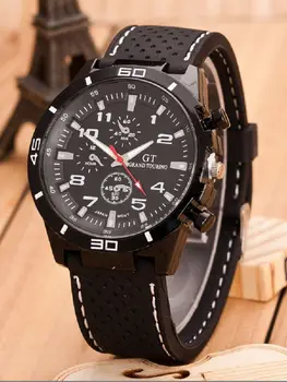 Спортивные силиконовые мужские часы, модные классические роскошные спортивные бизнес часы с циферблатом, повседневные кварцевые мужские ч...