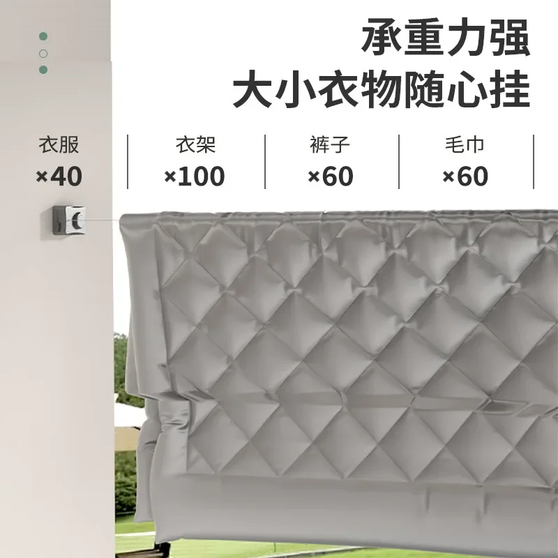 Invisible clothesline, balcony, bathroom, clothesline, indoor non perforated retractable steel wire rope clothesline 4