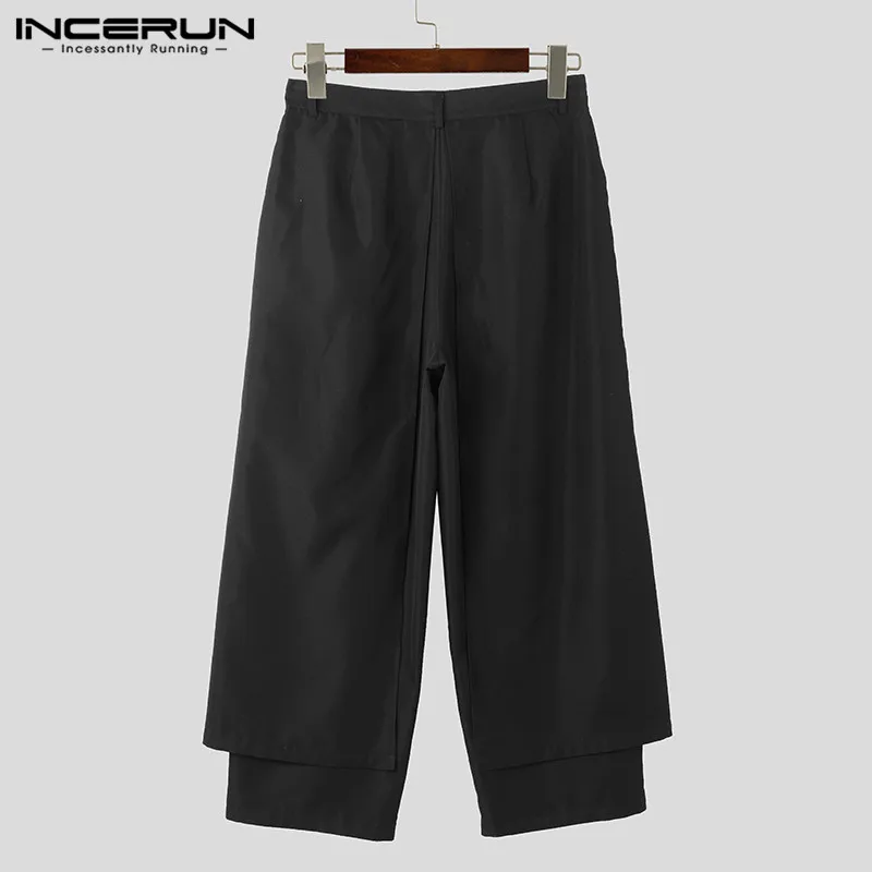 INCERUN 2024 Korean Style New Men's Trousers Pleated Layered Design Pantalons Casual Fashionable Loose Wide Leg Long Pants S-5XL 6