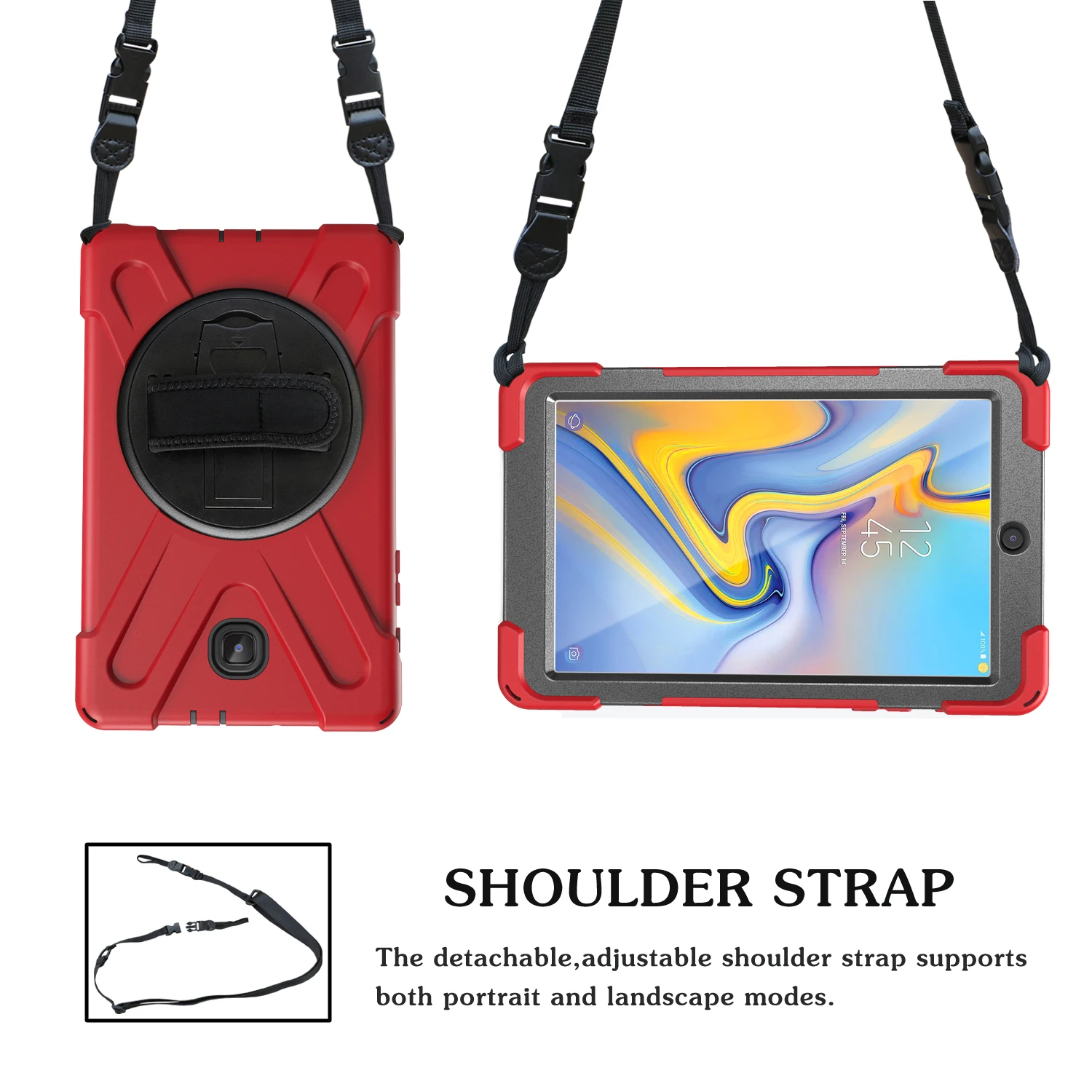Children's Durable Shockproof Tablet Case with Shoulder Strap for Secure Handling - Heavy Duty Silicone Protection