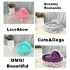 3438-03ab54.jpg Hanpanda Fantasy Bow Lace Dog Bed Beds For Large Dogs Detachable Oval Pink Princess Pet Bed Basket For Dog Pet Wedding Furniture