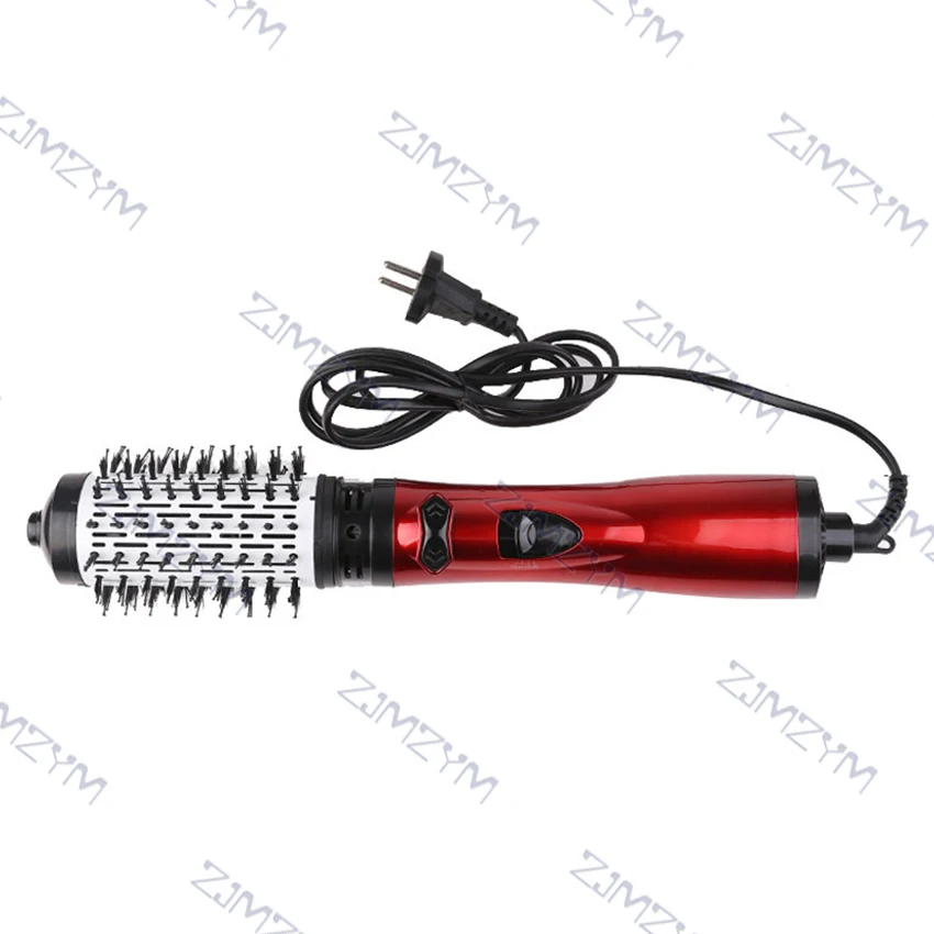 Rotating Hair Dryer Brush Electric Blow Drier Comb Hot Air Straightener Curler Iron One Step 2 Gears Blower Replaceable 2 Heads