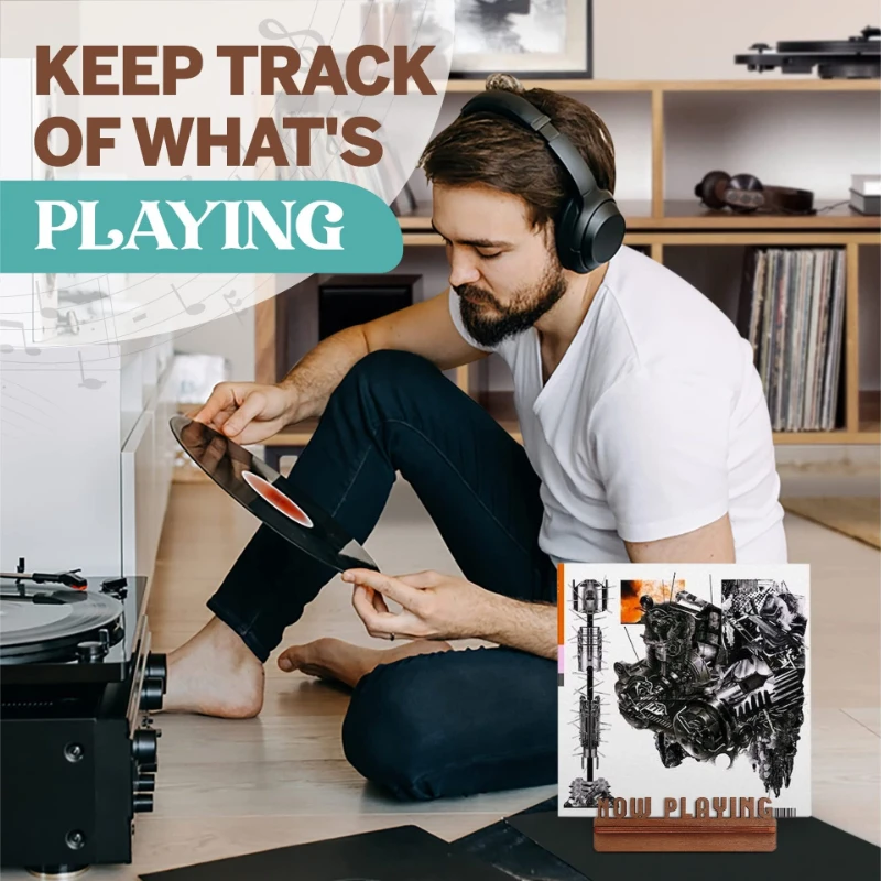 Now Playing Record Holder Wood Record Organizer Album Storage Shelves Holds Up To 5  Long Playing Record For Home Decoration - 5