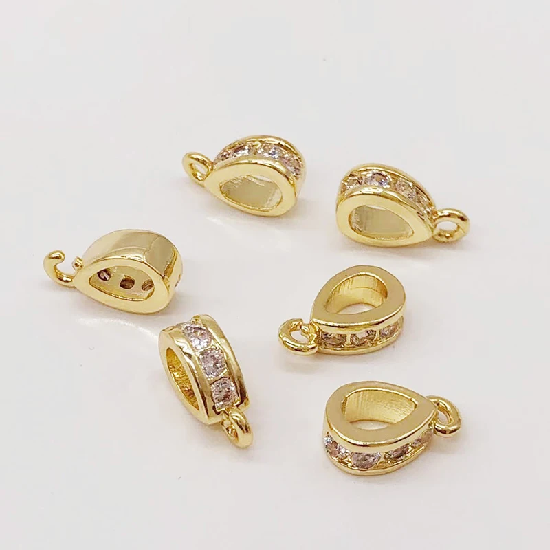 

4Pcs Brass Bails for Pendants Clasp with Open Loop,Bead Hanger Links,Pendants Slider Connectors for Necklace Jewelry Making