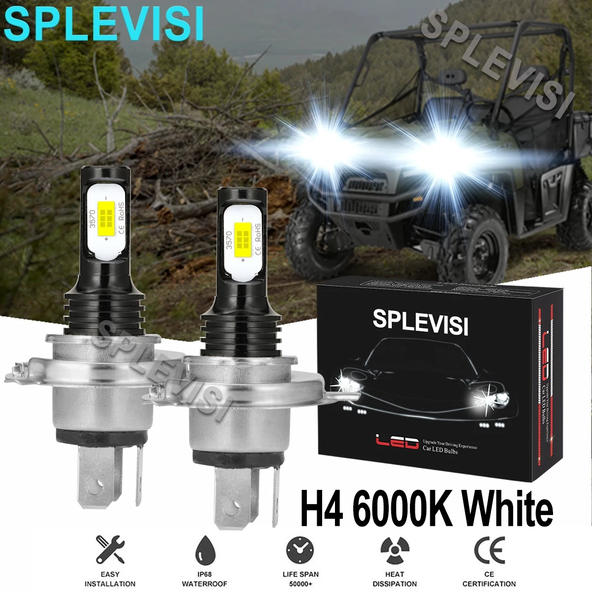 2x70W White  led headlight For Polaris XC 500 1999-2003 XC 600 1996-2003 XC 700 1997-2004 XC SP 500 1999-2006XC SP 600 1999-2005 электромясорубка supra mgs 2003 white