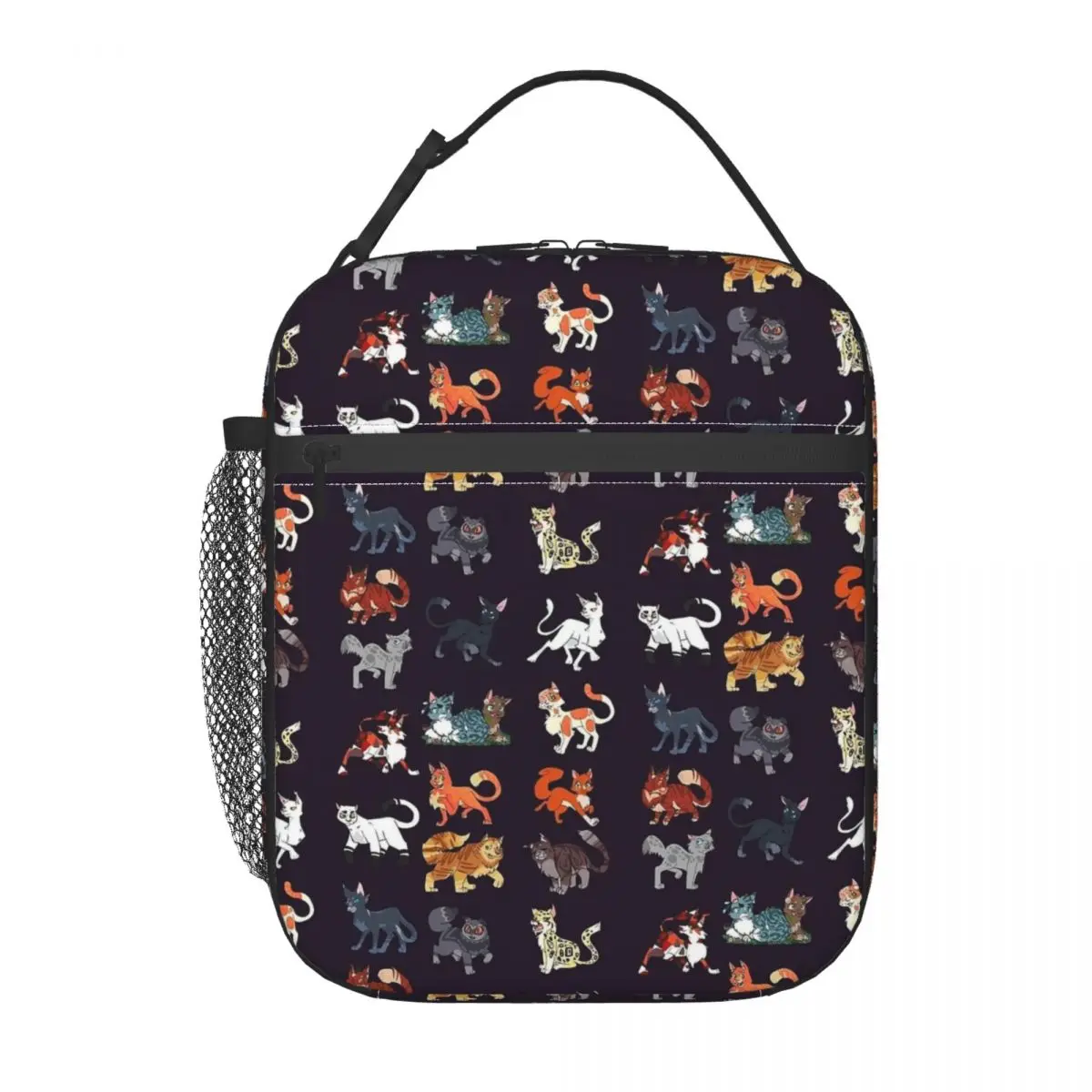 Warrior Cute Cats Lovers Insulated Lunch Bags Large Cool Lunch Container Cooler Bag Tote Box School Picnic Girl Boy