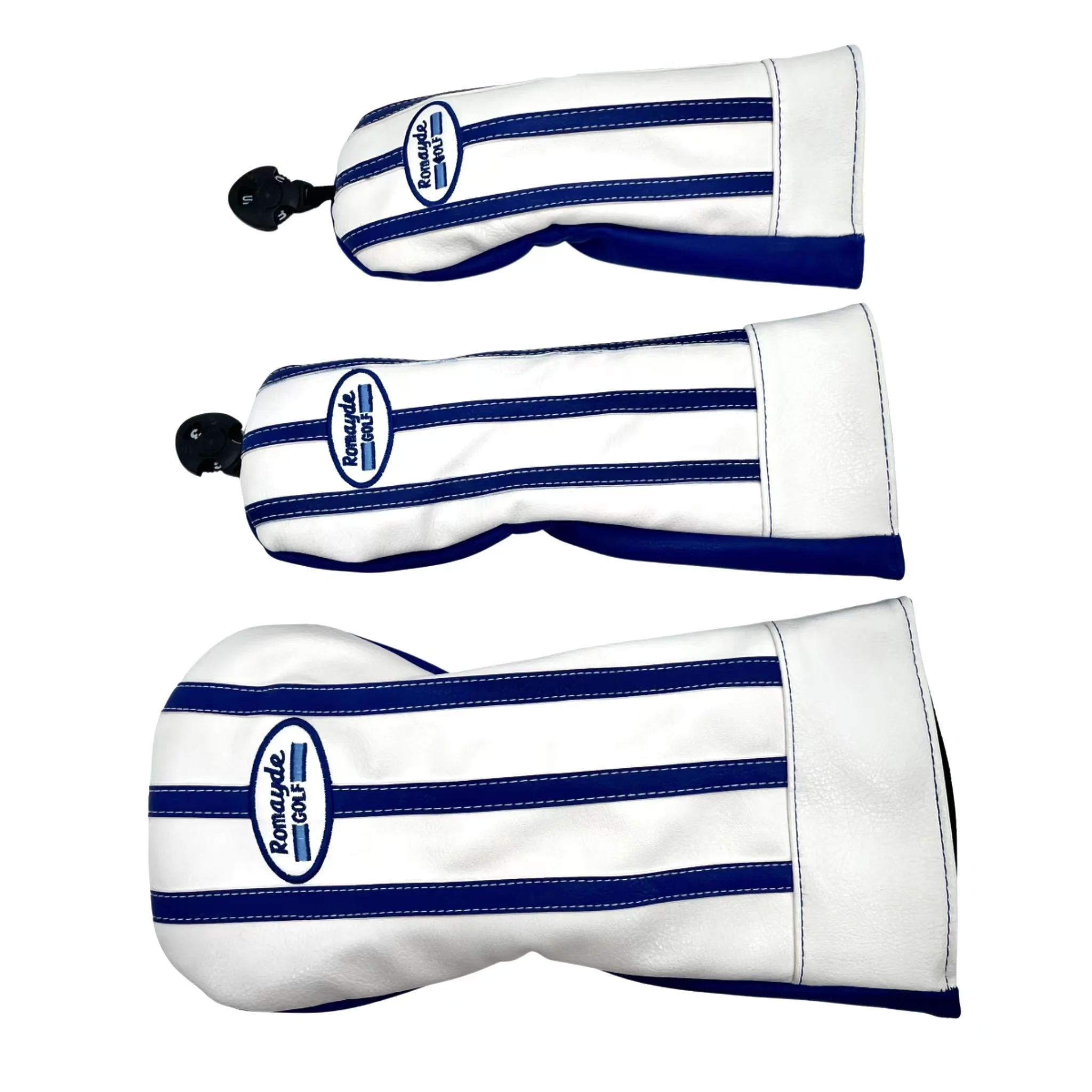 Golf stripe pattern Head cover Driver Head Covers Fairway Wood Head Covers Hybrid Head Covers Wood Head cover Pu Leather 3