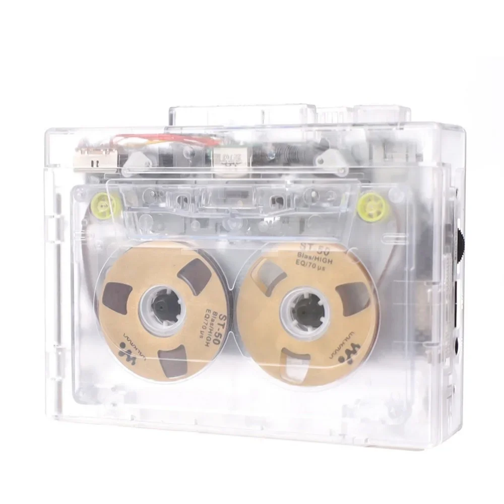 Transparent Tape Player Retro Stereo Cassette Player Walkman Nostalgia Cassette Tape Music Audio Auto Reverse With Bluetooth FM