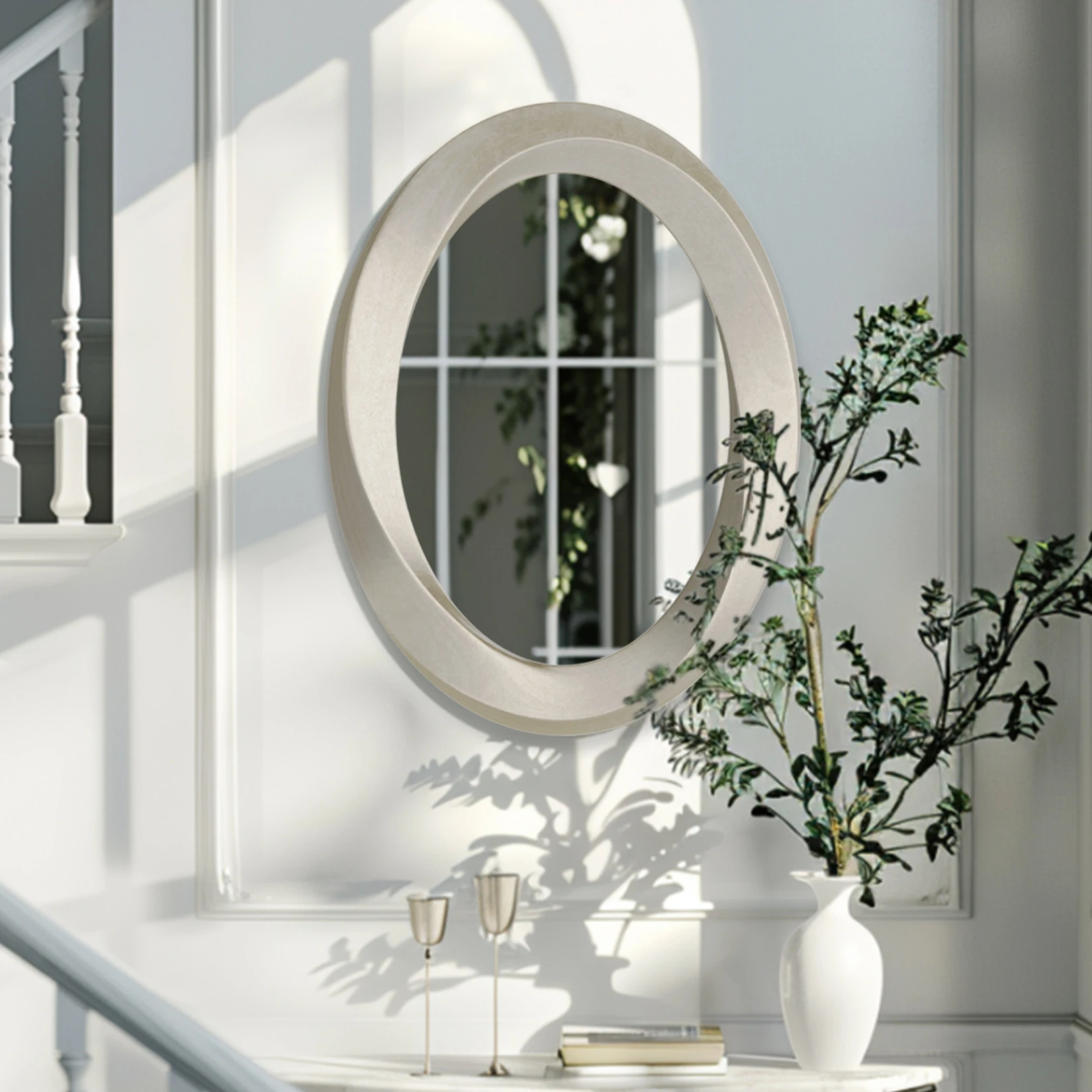 Silver Baroque Oval Mirror 3