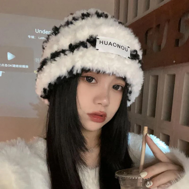 

Winter Soft Plush Warm Ear Protection Cap Outdoor Fashion Snow Coldproof Beanie Caps For Women