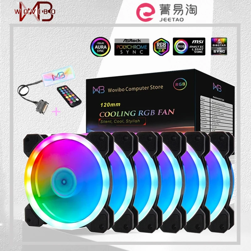 

Wovibo 120mm CPU Fan RGB Case Fans Argb Mute Cooler Pc Computer 6PIN Cooling 12cm Ventilador Motherboard Synchronize Aura Sync