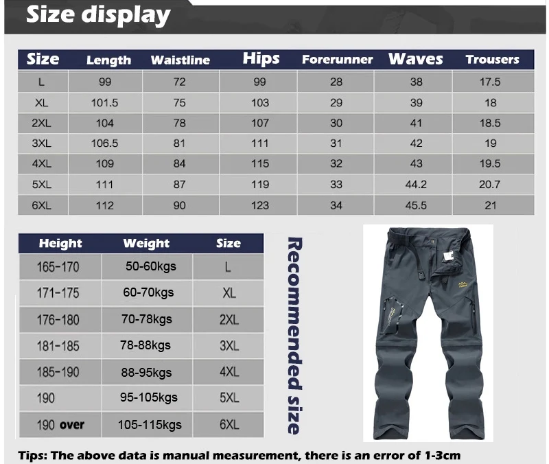 Men's Outdoor Waterproof Breathable Hiking Camping Fishing Climbing Detachable Assault Pants Plus Size 6XL Trousers Summer hiking pants