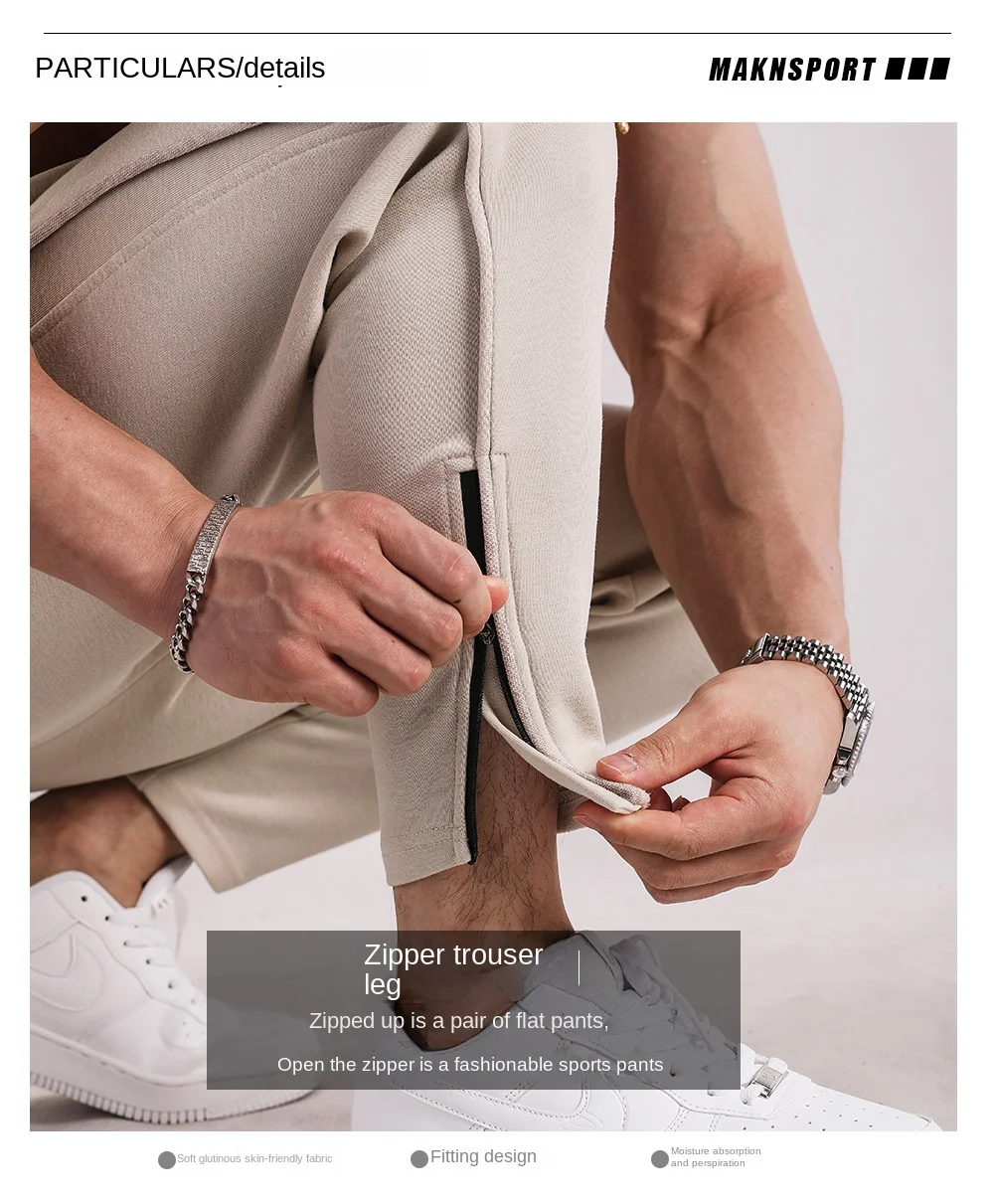 Men's Clothing Sport Casual Zipper Baggy Pants Cotton Long Trousers Outdoor Gym Fitness Workout Jogging Sweatpants Trackpants 5