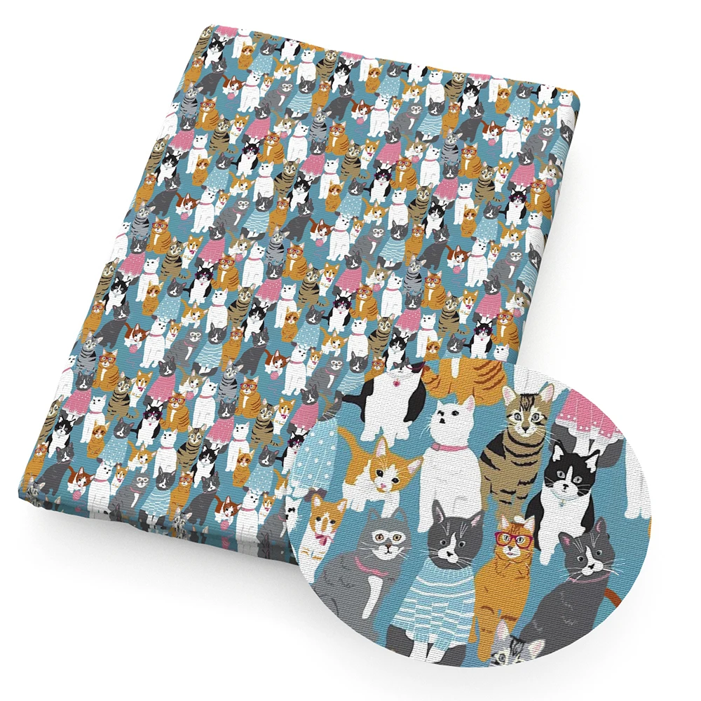 50x145cm 폴리 에스터 코튼 원단 고양이 인쇄 원단 파티 장식 공예 프로젝트 헤어 타이 DIY 퀼트 및 봉제