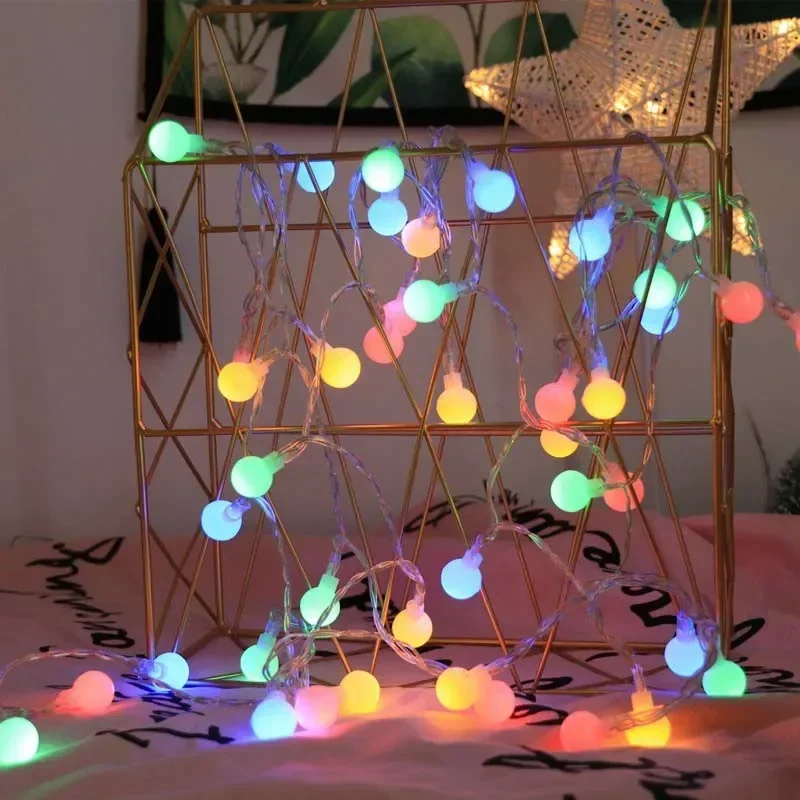 Outdoor Ball LED Star Snowflake Fairy String Lights Garland Christmas Decorations for Home Wedding New Year Garden Street Lamp