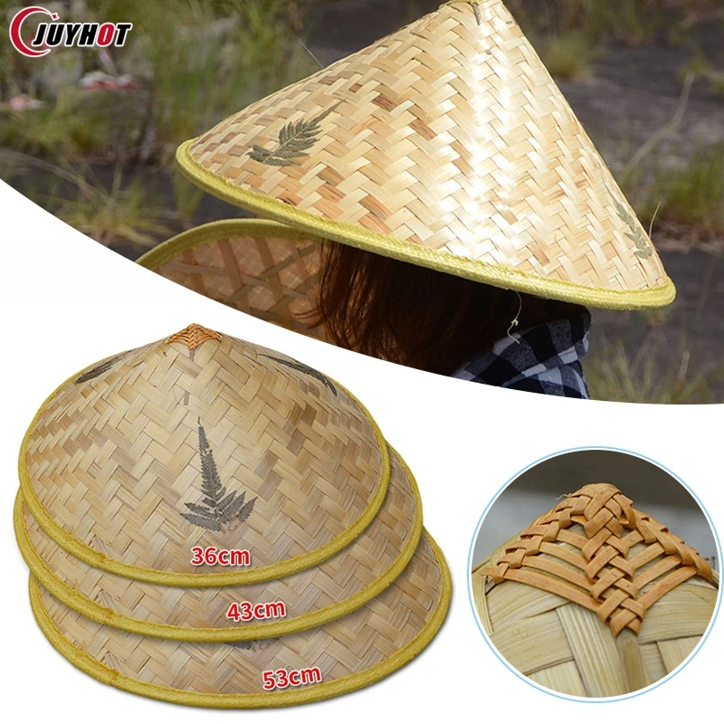 Chinese Retro Bamboo Rattan Fisherman Hat Handmade Weave Straw Hats Tourism Rainproof Dance Prop Cone Fishing Sunshade Hat outdoor hiking hat fishing sun hat
