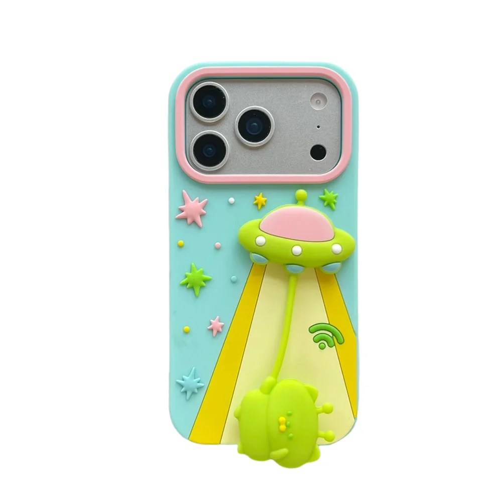 3D Spaceship Hakimi Phone Case with Pendant - Soft Silicone Shockproof Cover, Fun Design