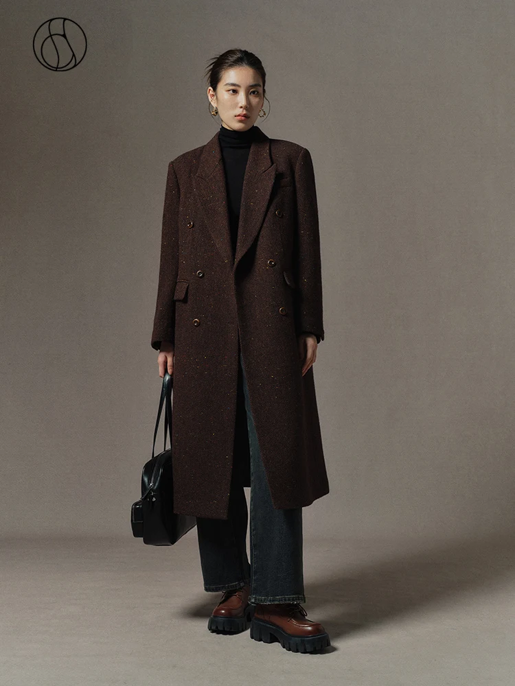 DUSHU Texture Woolen Coat 2024 Winter New Item High-end Yak Fur Women Casual Loose Women Woolen Coats 24DS84269 main image 1
