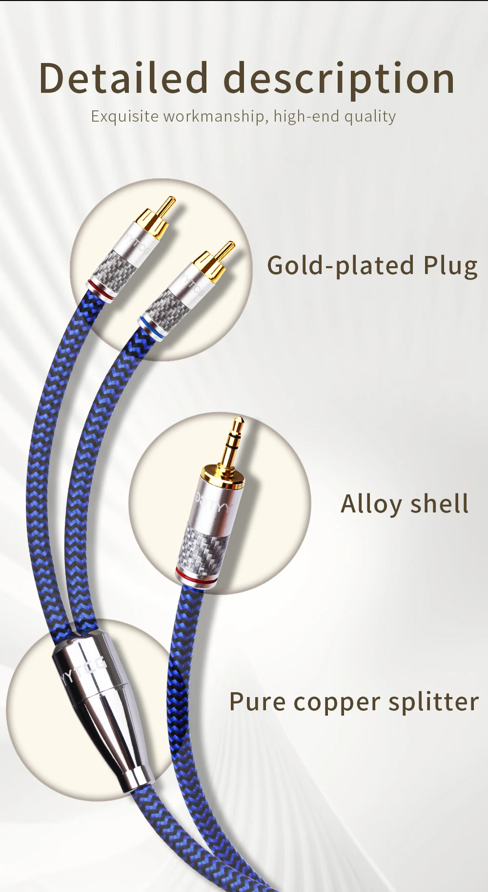 Áudio, 6N, OCC, RCA para 3.5mm Jack,