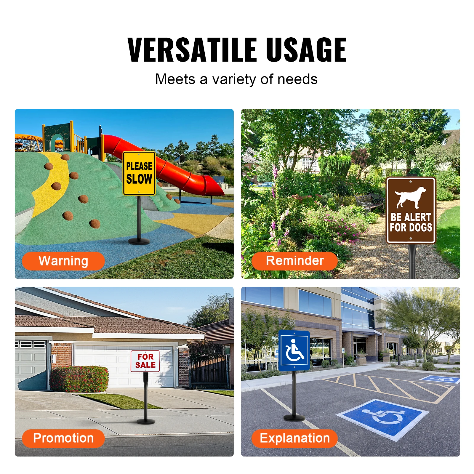 VEVOR Cast Iron Sign Post Heavy Duty Steel Post Holder Portable and Mobile for Garden Courtyard Farm or Traffic Intersection